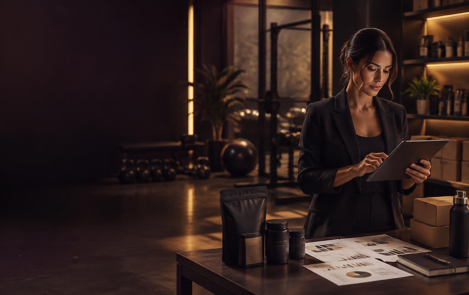Fitness and wellness operator reviewing inventory and financial performance